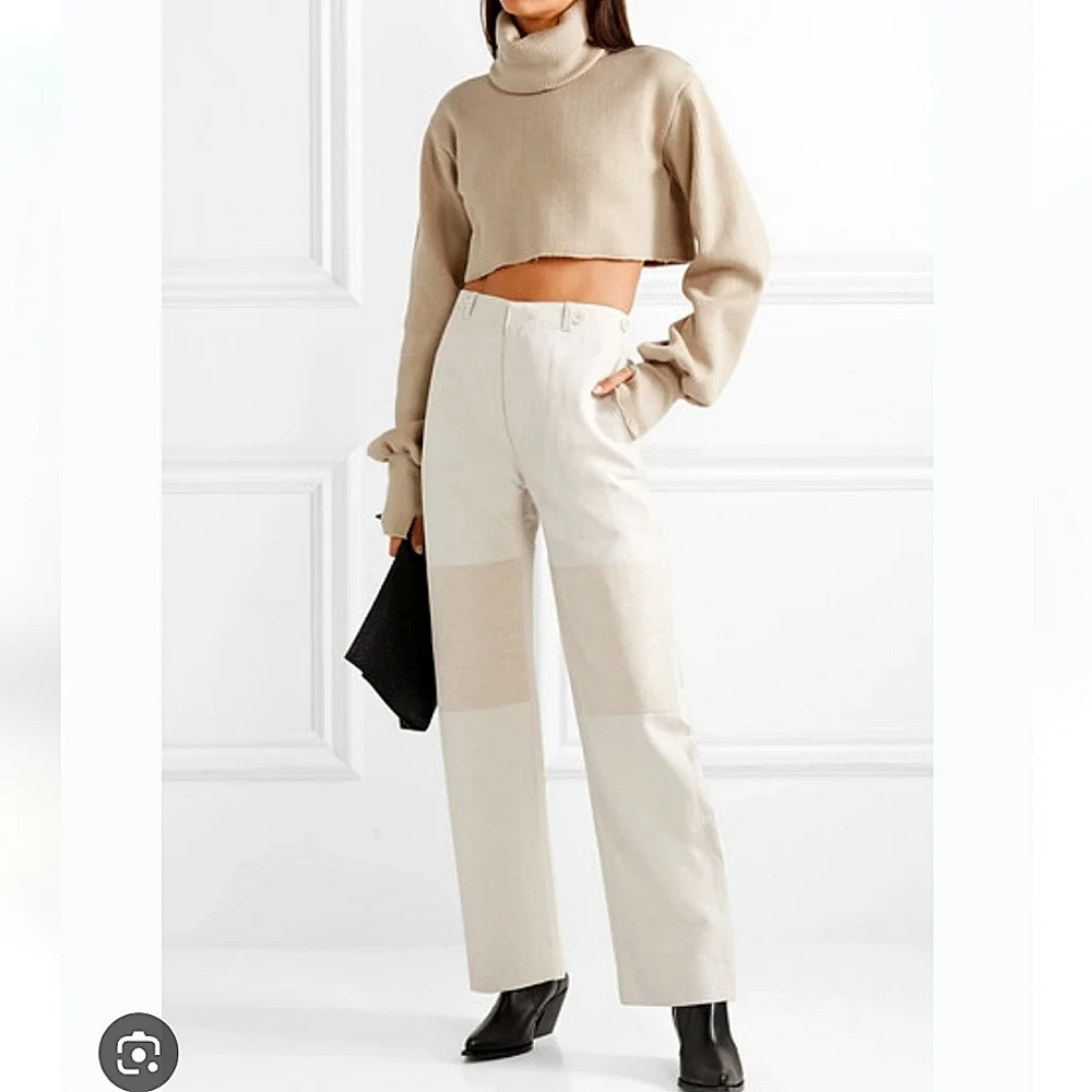 NWT$895 TRE Natalie Ratabesi Missy Two Tone Linen Cotton Trousers Wide Leg Pants - Picture 1 of 16
